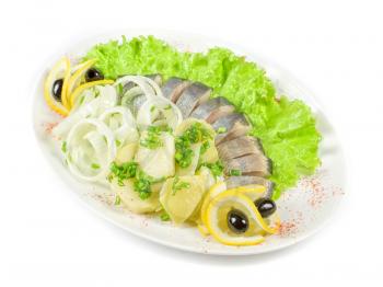 Royalty Free Photo of Herring With Potato and Vegetables