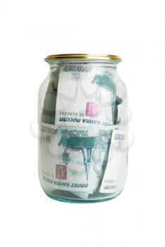 Royalty Free Photo of Russian Roubles in a Jar