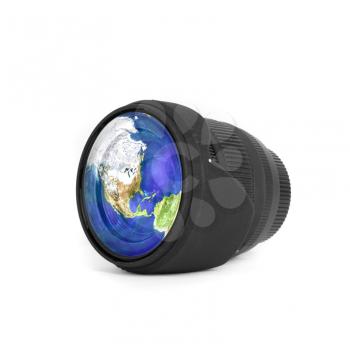 Royalty Free Photo of Lens With Earth Reflected