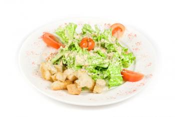 Caesar salad dish isolated on a white background