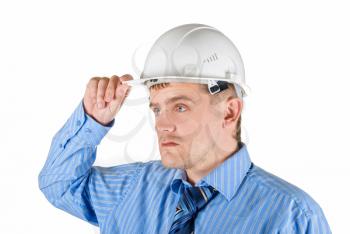 Royalty Free Photo of a Man Wearing a Hardhat 
