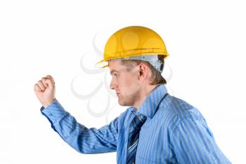 Royalty Free Photo of a Man Wearing a Hardhat
