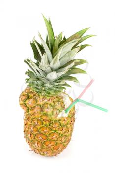 Royalty Free Photo of a Milk Cocktail in a Pineapple