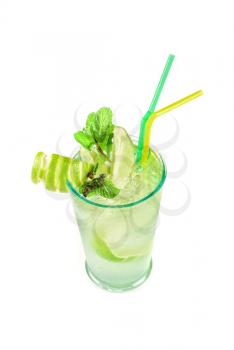 classic mojito alcohol fresh cocktail isolated on a white