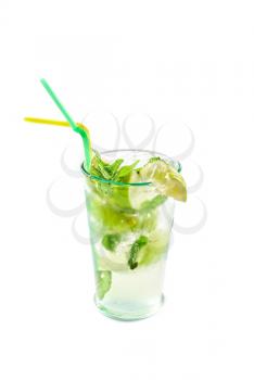 classic mojito alcohol fresh cocktail closeup isolated on a white