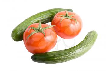Royalty Free Photo of Tomatoes and Cucumbers