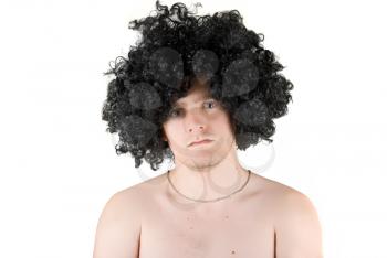 Royalty Free Photo of a Man Wearing a Wig