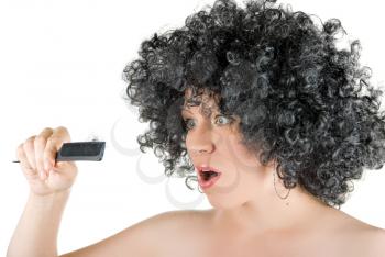 Royalty Free Photo of a Woman Wearing a Wig 