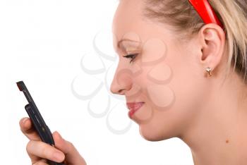 Royalty Free Photo of a Woman Using a Cellphone