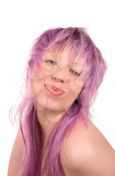 Royalty Free Photo of a Woman With Lilac Hair