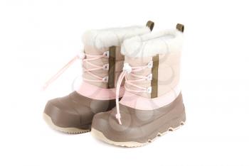 child winter boots on a white background