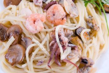 Royalty Free Photo of a Seafood Pasta Dish
