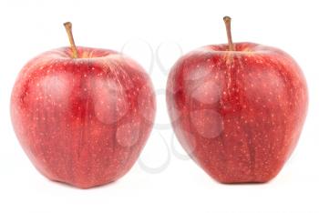 Two ripe red apples on white