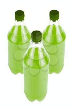 Royalty Free Photo of Three Green Juice Bottles