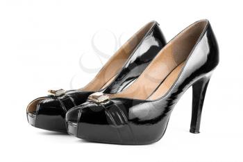 Black woman shoes isolated on white background

