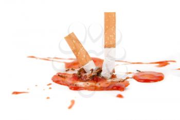 Royalty Free Photo of Cigarettes and Blood
