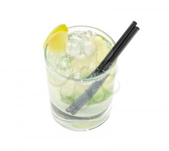 mojito alcohol fresh cocktail with lemon and lime isolated on a white 