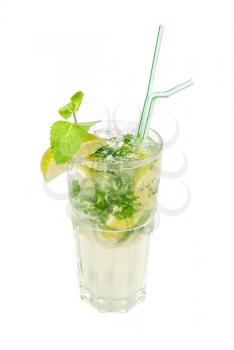 classic mojito alcohol fresh cocktail  isolated on a white 
