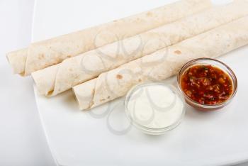 Royalty Free Photo of Lavash Tube With Sauce