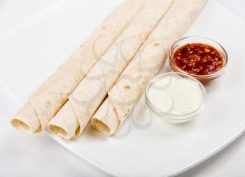 Royalty Free Photo of Lavash Tube With Sauce
