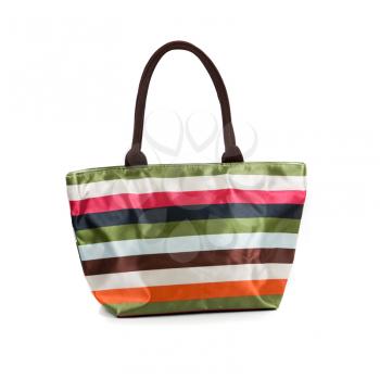 Striped beach women bag isolated on white background