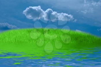 Royalty Free Photo of Grass and Water