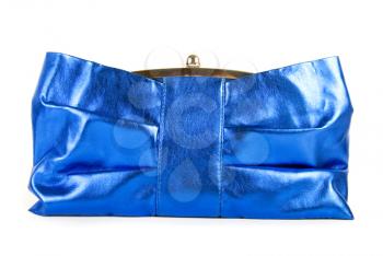 Lady blue handbag klatch isolated on a white