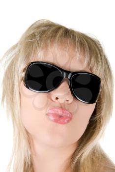 Royalty Free Photo of a Blonde Woman Wearing Sunglasses 