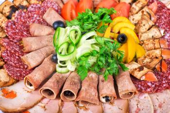 Royalty Free Photo of a Tray of Meat and Veggies