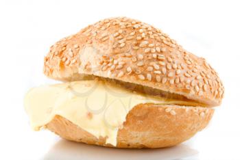 Royalty Free Photo of Cheese on a Sesame Bun