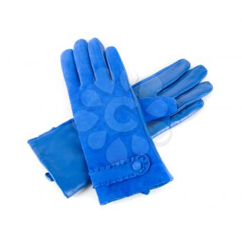 blue modern female leather gloves isolated on a white