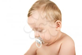 Royalty Free Photo of a Baby With a Pacifier 