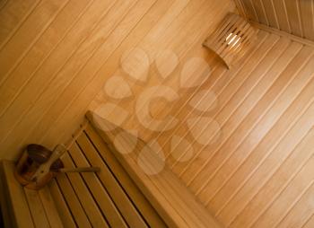 Royalty Free Photo of the Interior of a Wooden Finnish Sauna