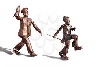 Royalty Free Photo of a Bronze Policeman and Chaplin