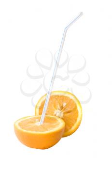 Royalty Free Photo of a Straw in an Orange