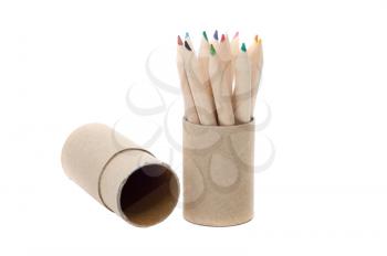 Royalty Free Photo of Pencil Crayons in a Pencil Holder 