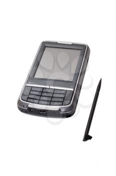 Cell phone, communicator, and gps navigator on white background