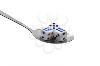 Royalty Free Photo of Dice on a Spoon