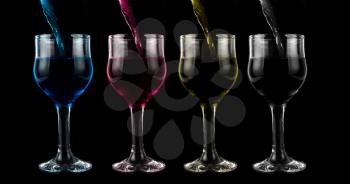Royalty Free Photo of Wine Glasses Full of Colorful Liquid