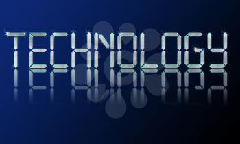 Big diamond shiny letters technology with glow on blue background