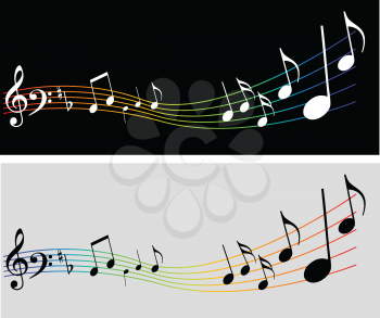 Abstract vector music background with notes