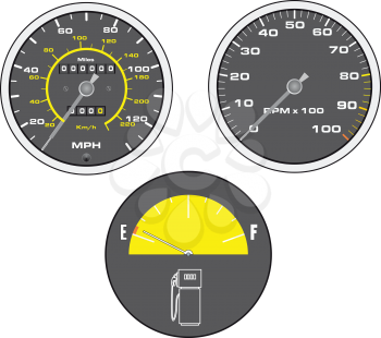 Vector illustration of yellow speedometer 