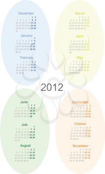 2012 year calendar vector illustration. Winter, summer, spring and autumn