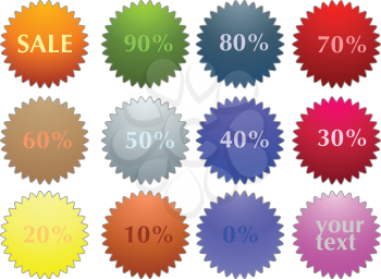 Abstract vector color sale tag stickers with discount 