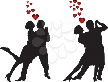 Abstract vector illustration of love couples silhouette
