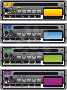 Vector illustration of different panel of cassette radio