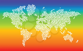 Stylized dotted world map in vector format on gradient background
