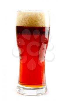 Glass of dark beer isolated on a white background