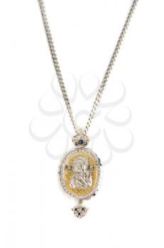 religious jewellery icon pendant on a white background