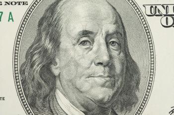 Benjamin Franklin portrait from 100 dollars banknote